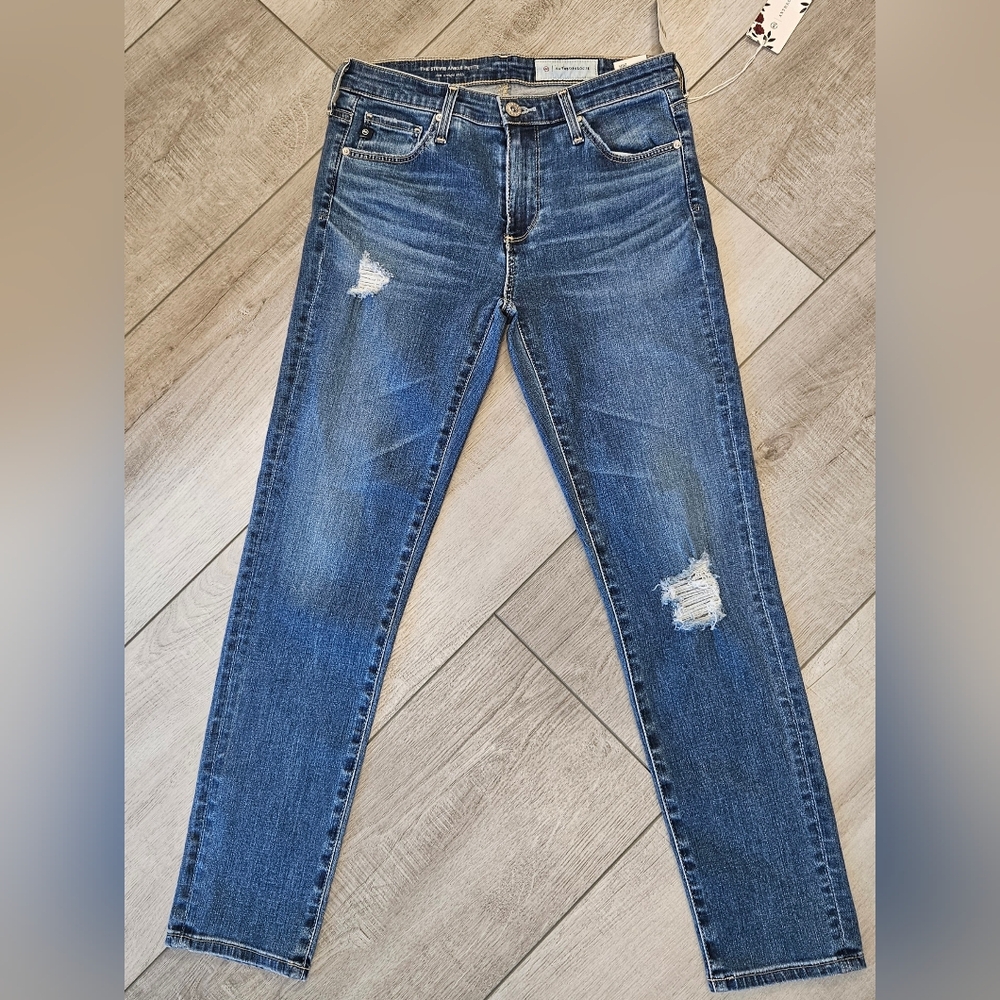 AG ANTHROPOLOGIE THE STEVIE ANKLE PETITE SLIM STRAIGHT ANKLE JEANS DENIM MEDI 26